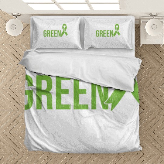 Green Ribbon Mental Health & Depression Awareness Bedding Sets