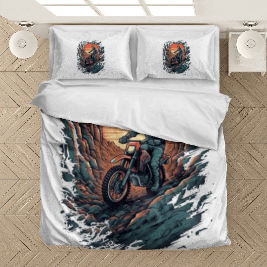 Dirt Bike Rocky Terrain Offroad Biker Motocross Bedding Sets