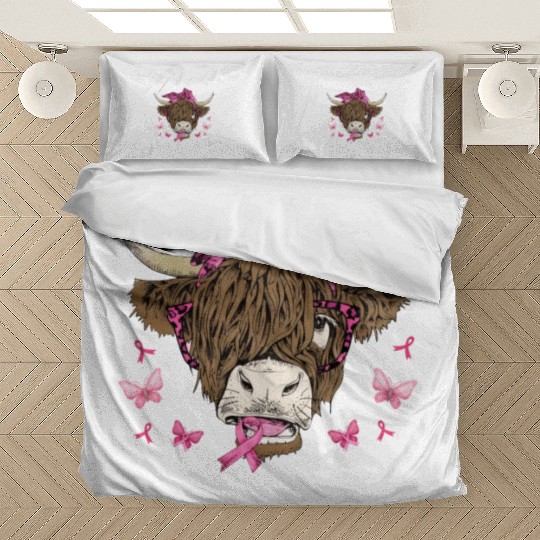 Funny Save The Udders Breast Cancer Awareness Cow Bedding Sets