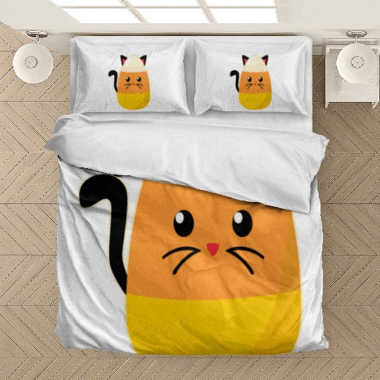 Candy Corn Cat Halloween Bedding Sets