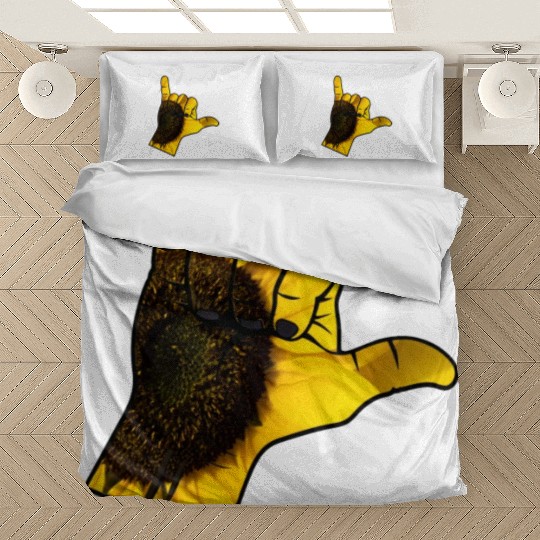 Shaka Hand On Yellow Sunflower Plant Bedding Sets