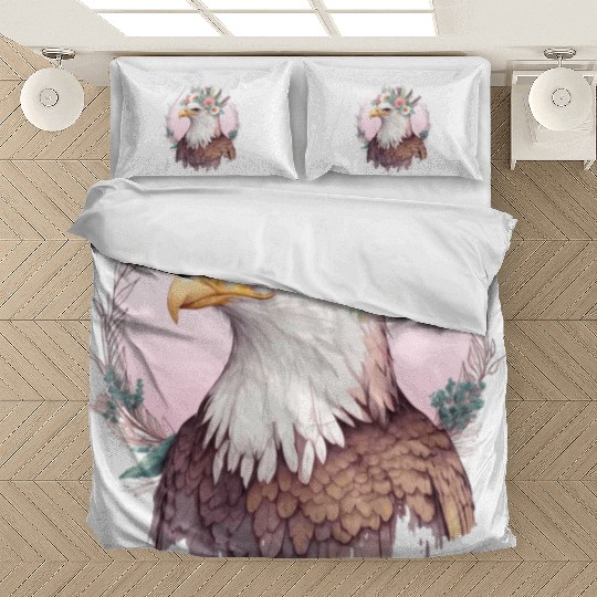 Birds Of Prey Bald Eagle Flower Crown Floral Birdi Bedding Sets