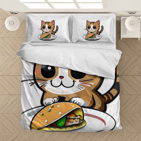 Cute Cat and Taco: A Playful Combination for Your Bedding Sets