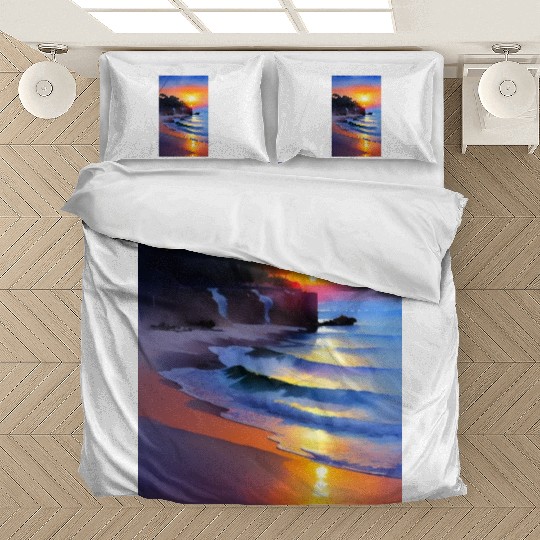 A sunrise with a seaside view Bedding Sets