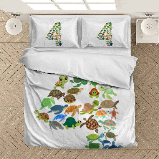 4th Birthday Sea Turtle Tortoise Theme 4 Year Old Bedding Sets
