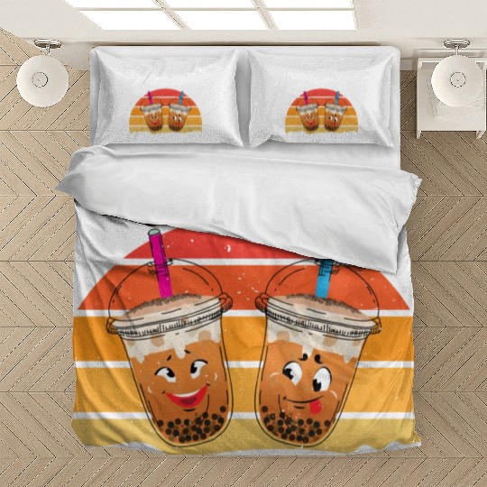 Bes Teas Funny Matching Friends Bubble Tea Lover Bedding Sets