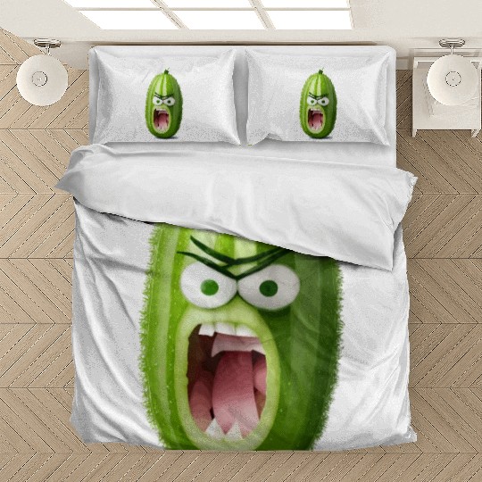 A cucumber with angry face cartoon style Bedding Sets