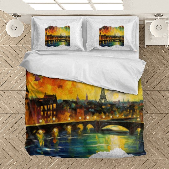 Starry Night over Paris Van Gogh Eiffel Tower Bedding Sets