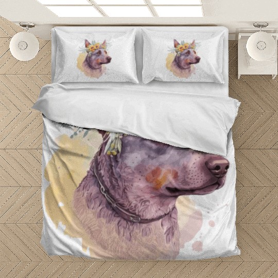 Cute Australian Cattle Dog Flower Crown Pet Dog Fl Bedding Sets