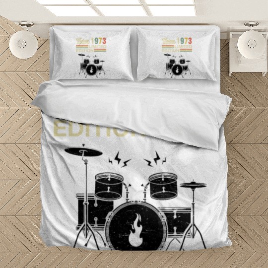 Vintage 1973 Drums 50th Birthday Drummer Bedding Sets
