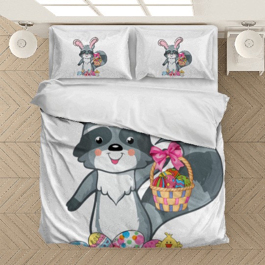 Raccoon Bunny Ears Easter Eggs For Bedding Sets
