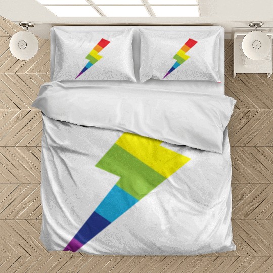 Awesome Rainbow Lightning Bolt Print Bedding Sets