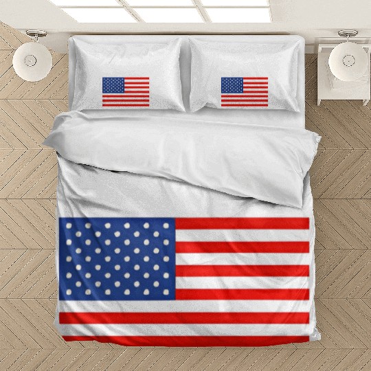 Usa Flag United States Blue Red And White Bedding Sets