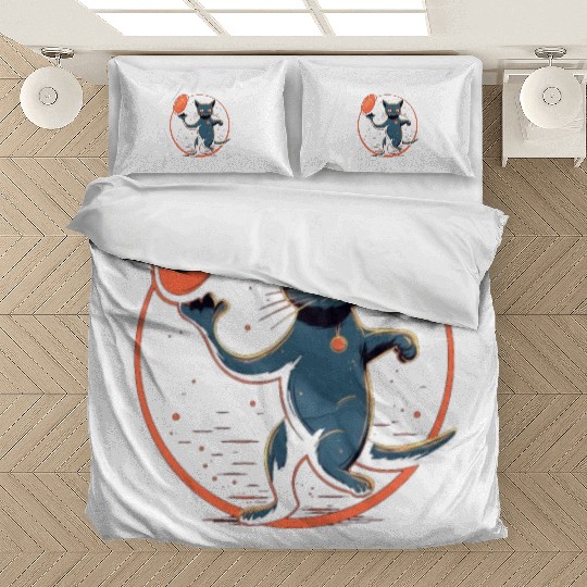Cat Playing Frisbee Disc Golf Player Discgolfer Bedding Sets