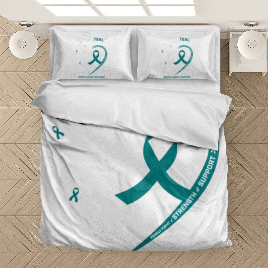 Teal Ribbon Ovarian Cancer Awareness Friend Bedding Sets