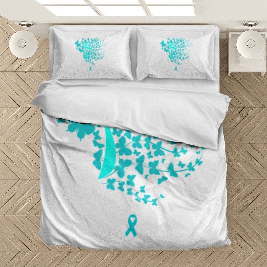 Ovarian Cancer Awareness Teal Butterflies Bedding Sets