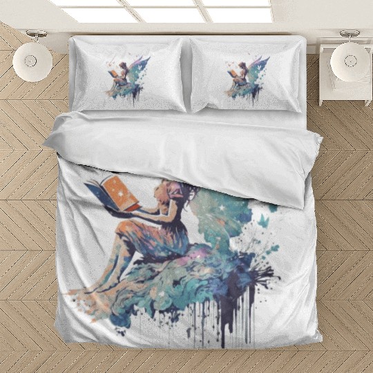 Cottagecore Fairy Reading Book Pastel Goth Waterco Bedding Sets