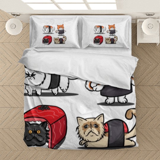 Sushi Persian Cat For Funny Cat Lover Sushi Lover Bedding Sets
