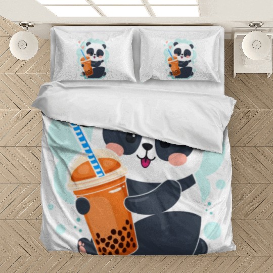 Kawaii Panda Anime Boba Drink Bubble Tea Tapioca Bedding Sets