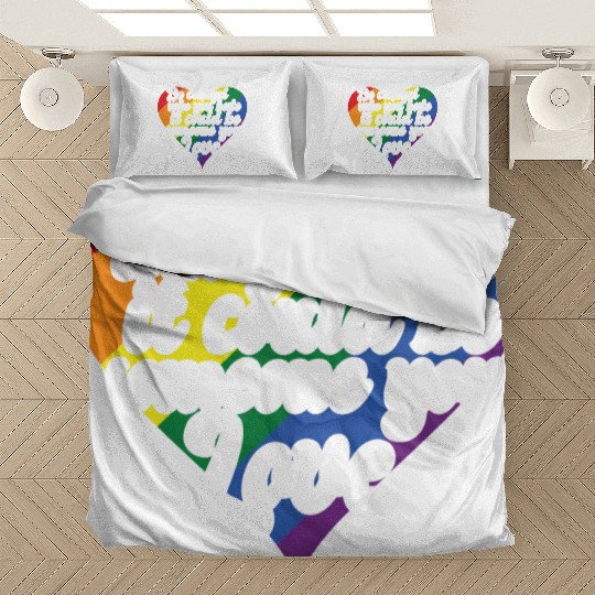 Be Careful Who You Hate Rainbow Heart Pride Flag Bedding Sets