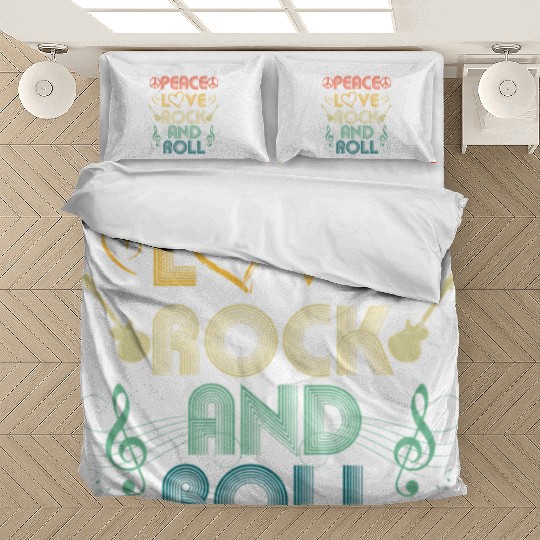Peace Love Rock And Roll Distressed Rock Concert Bedding Sets