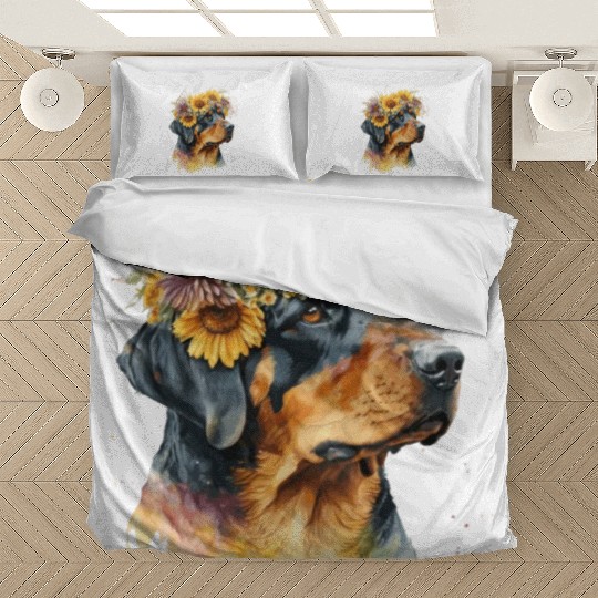 Cute Rottweiler Sunflower Dog Breed Pet Puppy Bedding Sets
