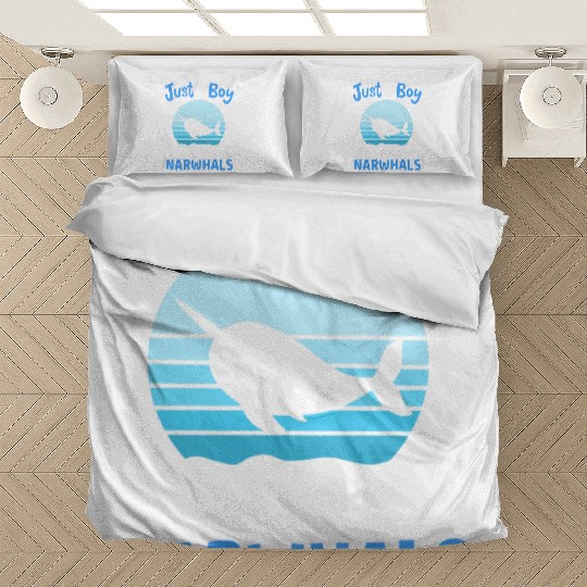 Narwhals Whales Narwhal Lover Retro Bedding Sets