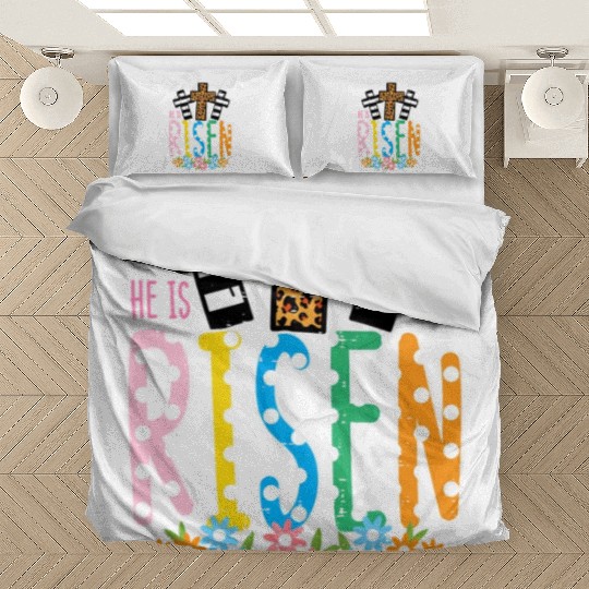 He Is Risen Leopard Cross Easter Jesus Religious Bedding Sets