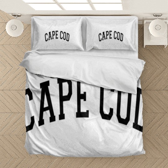 Cape Cod Massachusetts Varsity Style Black Text Bedding Sets