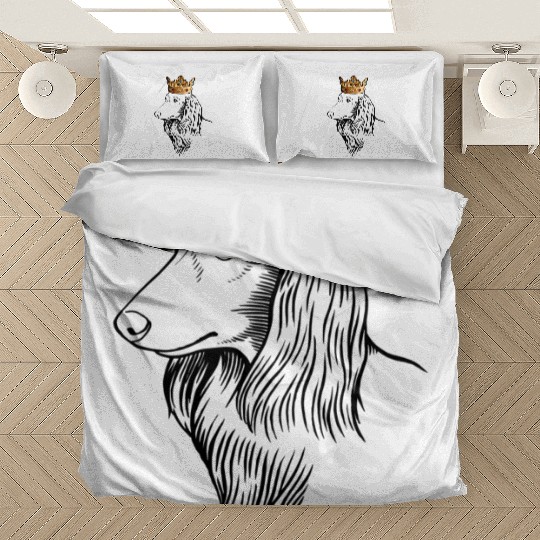 Longhaired Dachshund Dog Wearing Crown Bedding Sets
