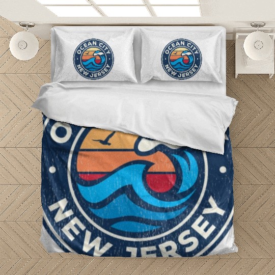 Ocean City New Jersey Nj Nautical Waves Bedding Sets