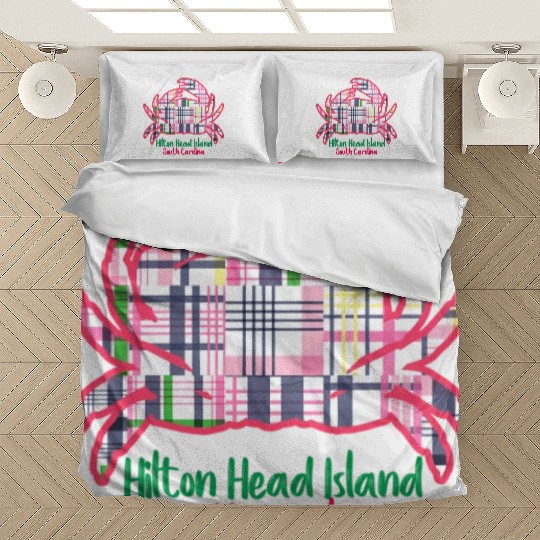 Hilton Head Island Preppy Plaid Crab Bedding Sets