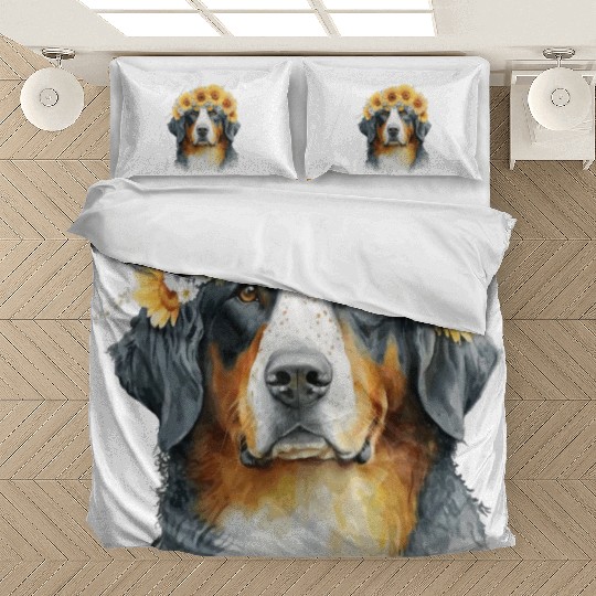 Cute Bernese Mountain Sunflower Dog Breed Pet Pupp Bedding Sets