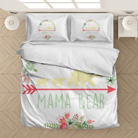 Floral Mama Bear With 2 Cubs Bedding Sets