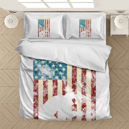 Welding Patriotic Distressed Usa American Flag Bedding Sets