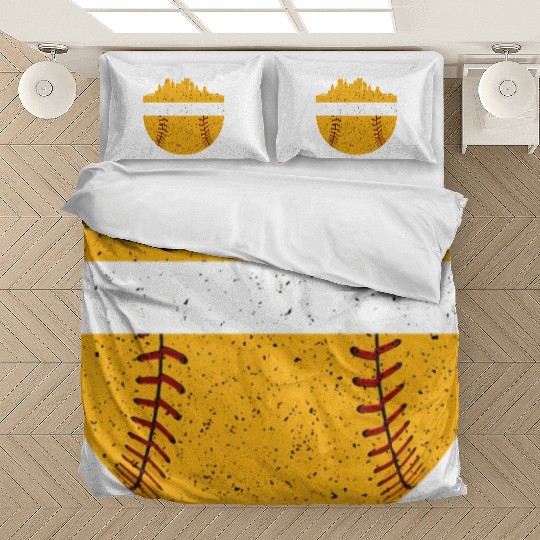Pittsburgh Baseball Cityscape Distressed Novelty Bedding Sets