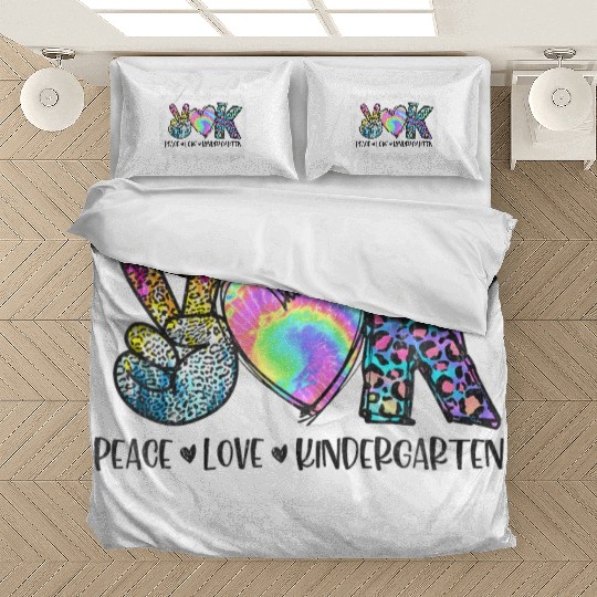 Peace Love Kindergarten Teacher Appreciation Bedding Sets
