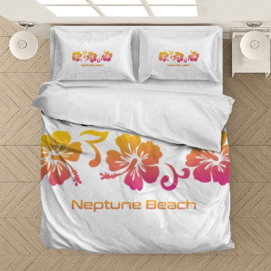 Neptune Beach Florida Hibiscus Souvenir Vacation Bedding Sets