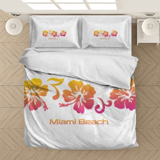 Miami Beach Florida Hibiscus Souvenir Vacation Bedding Sets