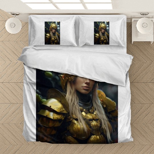 Gilded Valor: The Empowered Warrior Bedding Sets