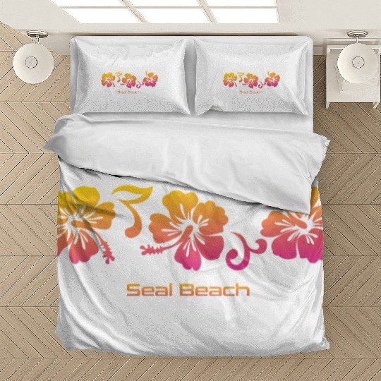 Seal Beach California Hibiscus Souvenir Vacation Bedding Sets