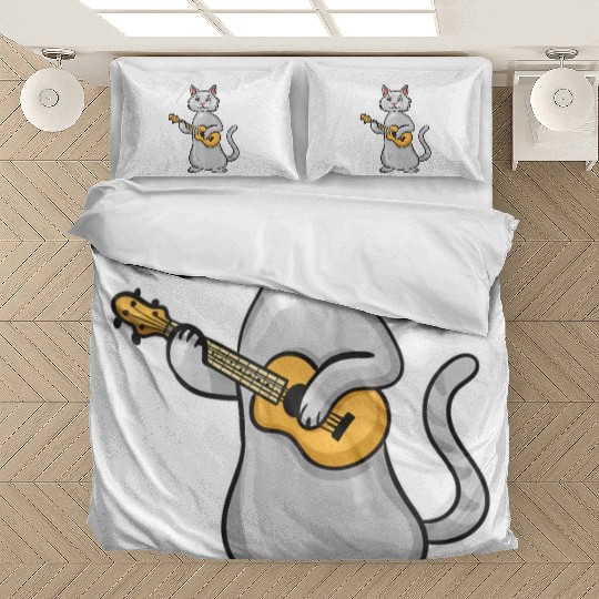 Funny Cat Ukulele Player Uke Lover Bedding Sets