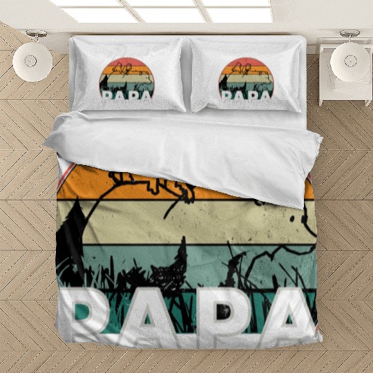 Papa Bear With Cubs Retro Grizzly Bear Forest Tree Bedding Sets
