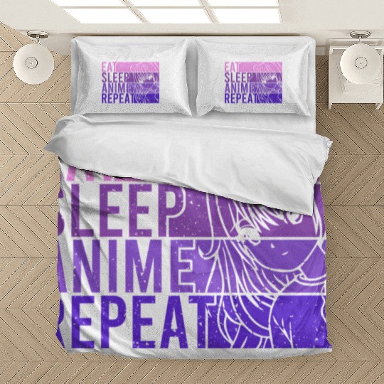 Anime Bedding Sets Eat Sleep Anime Repeat Anime