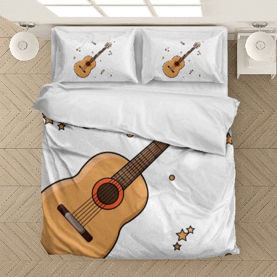 Cute Guitar Player Gift Kids Print Bedding Sets
