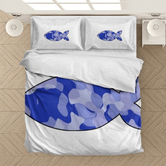 Fish blue camo Bedding Sets