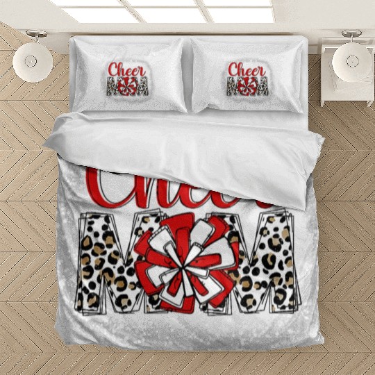 Cheer Mom Leopard Cheerleader Bleached Mother Bedding Sets