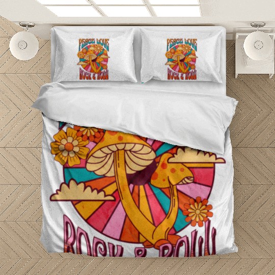 Peace Love Rock And Roll Distressed Rock Concert Bedding Sets