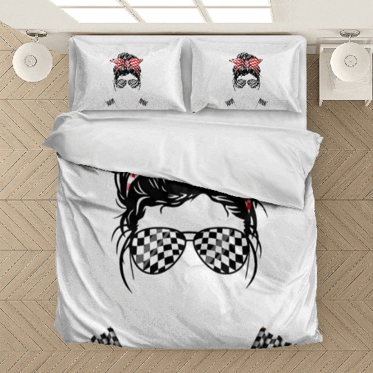 It'S Race Day Y'All Checkered Flag Racing Messy Bedding Sets