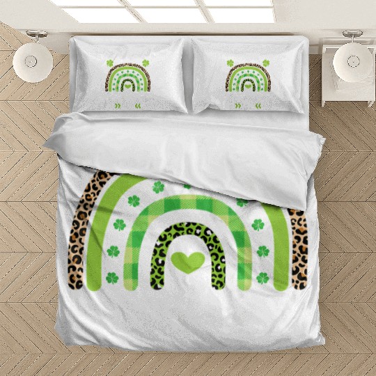 Happy St Patric Day Leopard Print Rainbow Bedding Sets